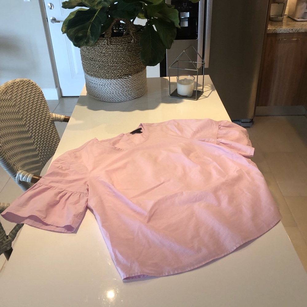 J. Crew Pink Ruffle Sleeve Shirt - Size 6